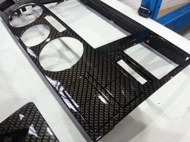 Car Interior Various Parts Coated In Carbon Fibre Hydrographic Film Painted Black