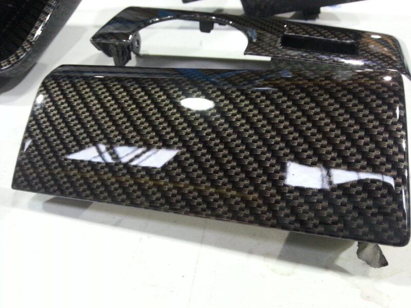 Car Interior Various Parts Coated In Carbon Fibre Hydrographic Film Painted Black