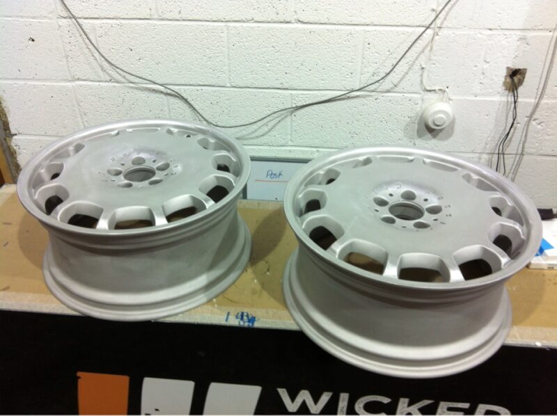 Mercedes alloy wheels coated in yellow panther coating