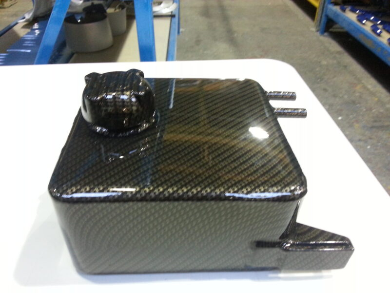 Ford Focus RS engine parts coated in carbon fibre hydrographic film painted black