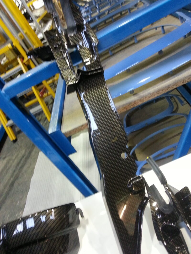 Ford Focus RS engine parts coated in carbon fibre hydrographic film painted black