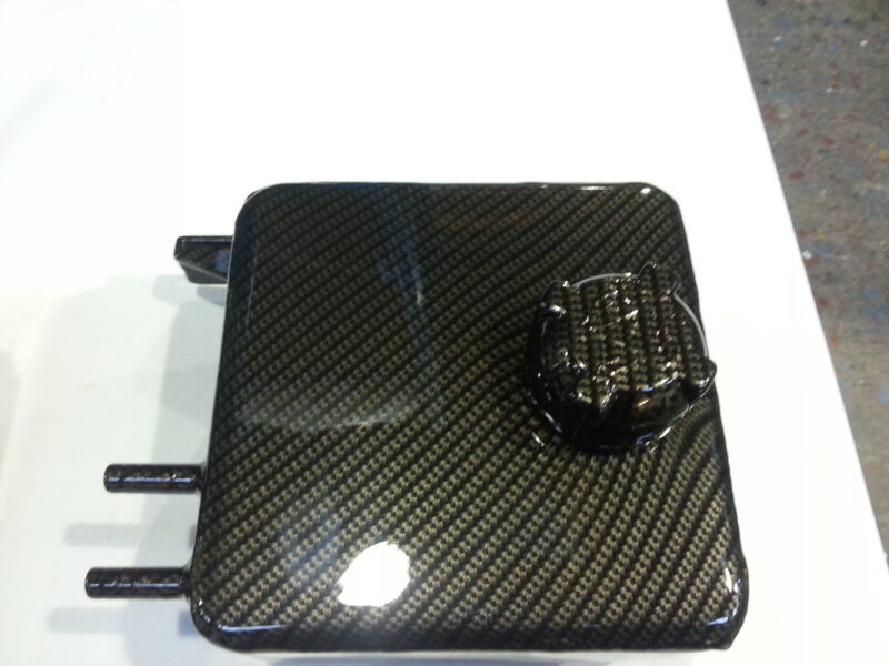 Ford Focus RS engine parts coated in carbon fibre hydrographic film painted black