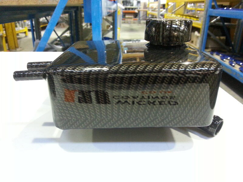 Ford Focus RS engine parts coated in carbon fibre hydrographic film painted black