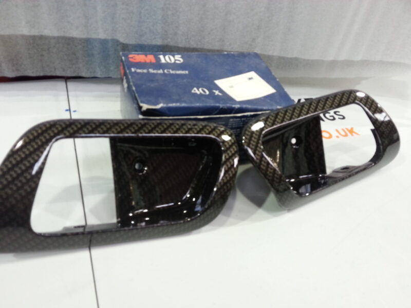 Toyota Supra interior various elements coated in carbon fibre hydrographic film painted black