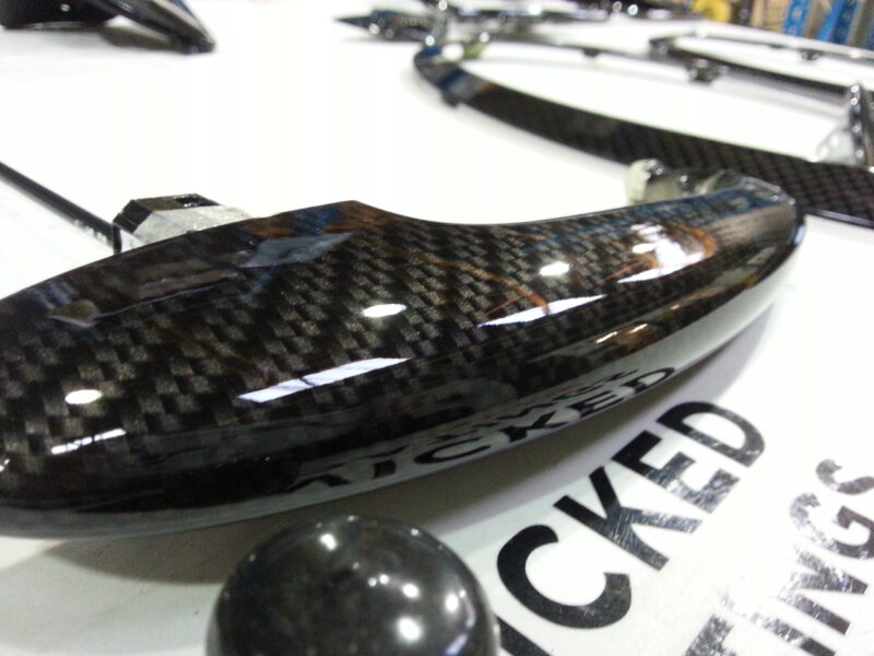 Mini Cooper various parts coated in carbon fibre hydrographic film painted black