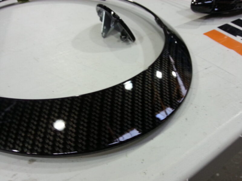 Mini Cooper various parts coated in carbon fibre hydrographic film painted black
