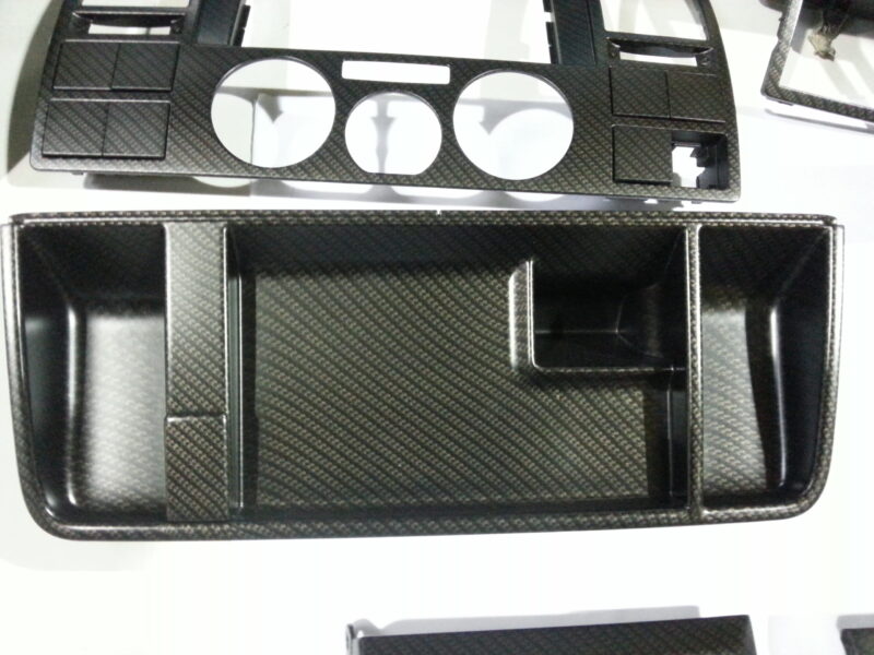 Car Interior Various Parts Coated In Carbon Fibre Hydrographic Film Painted Black