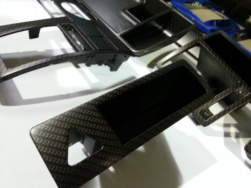Car Interior Various Parts Coated In Carbon Fibre Hydrographic Film Painted Black