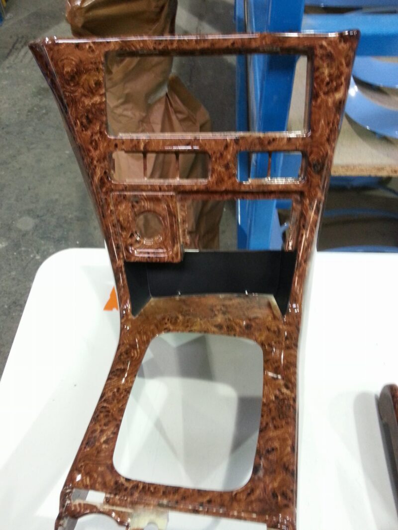 Car Interior Elements Coated In Wood Hydrographic Film