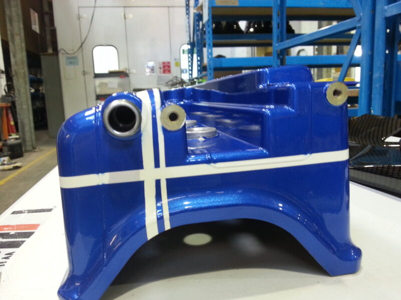 Car engine cover painted blue
