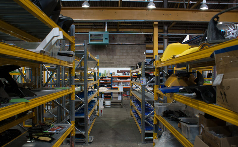 Goods in area at Wicked Coatings warehouse East