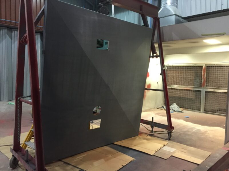 Industrial canopy blasted and painted at Wicked Coatings