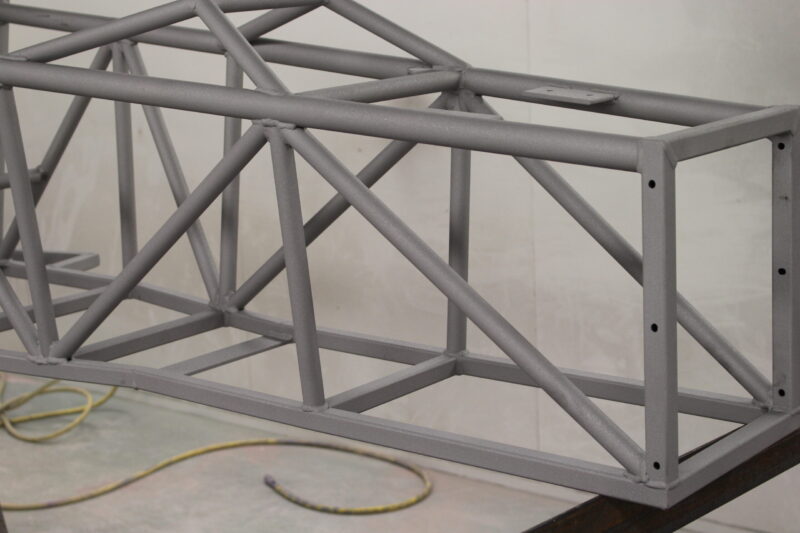 Vehicle chassis blasted at Wicked Coatings