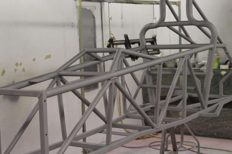 Vehicle chassis blasted at Wicked Coatings