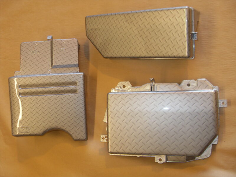 Car interior various parts coated in metal hydrographic film