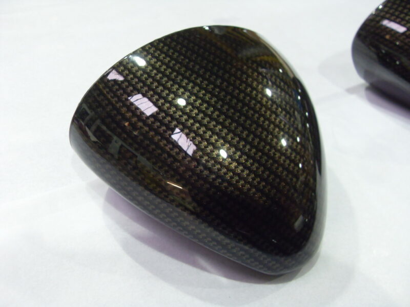 Motorbike various elements coated in carbon fibre hydrographic film painted black