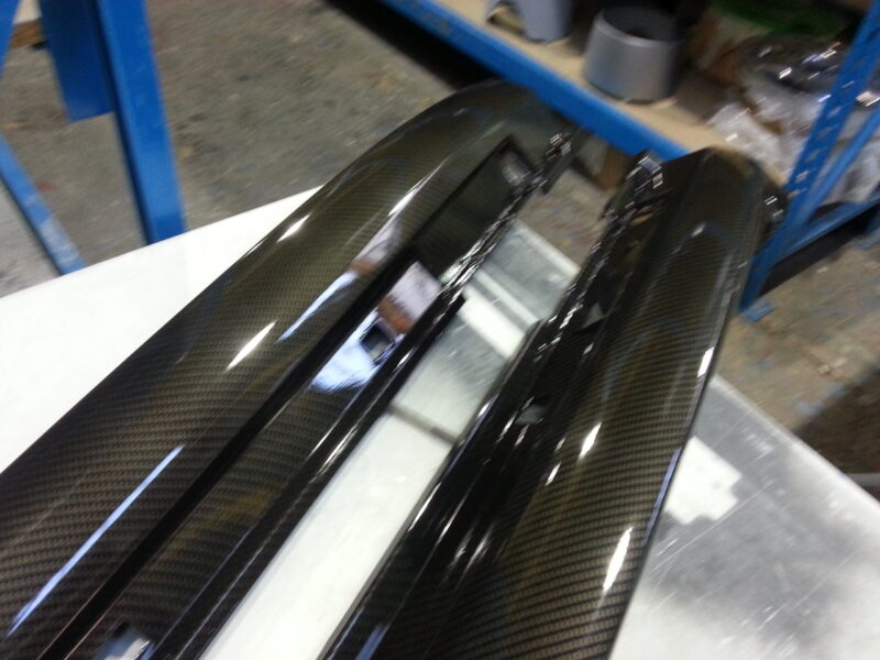 Car interior various elements coated in carbon fibre hydrographic film painted black