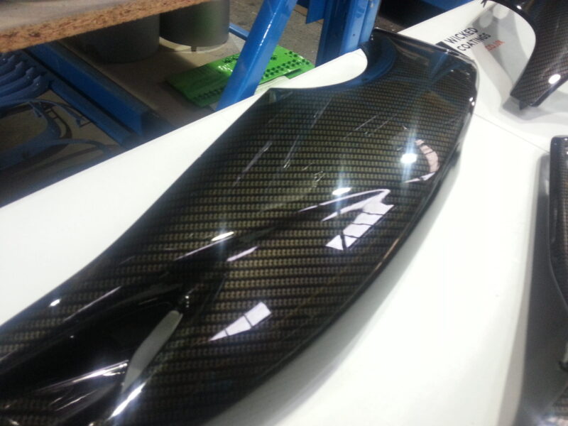 Yamaha motorbike parts coated in carbon fibre hydrographic film