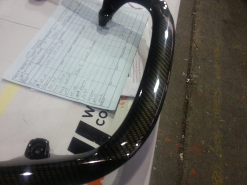 Yamaha motorbike parts coated in carbon fibre hydrographic film