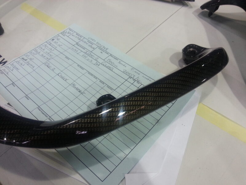 Yamaha motorbike parts coated in carbon fibre hydrographic film