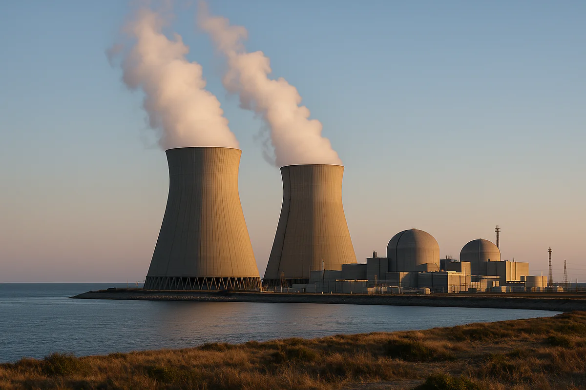 Nuclear power station cooling towers