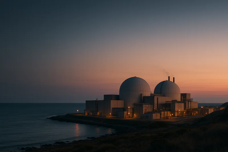 Nuclear power station at dusk
